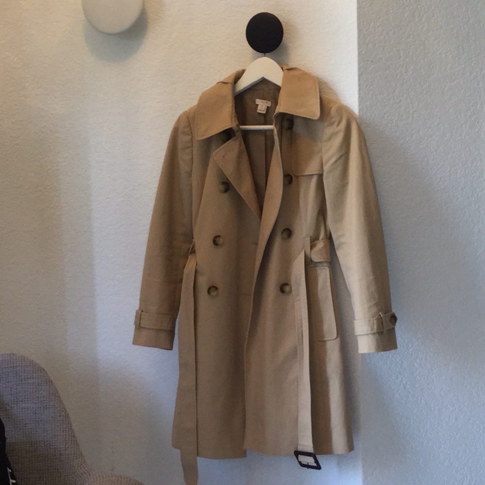 J. Crew trench coat 00P beige belted double-breast buttons